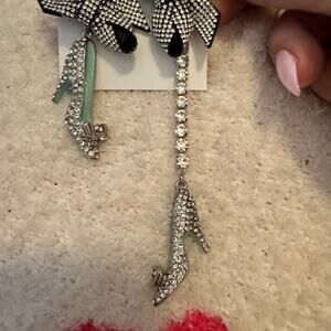 Betsey Johnson Tiffany blue rhinestones and heels earrings